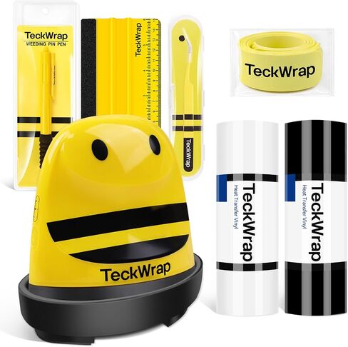 TECKWRAP Mini Heat Press Small Iron Portable Handy Heat Press Machine for T Shirts, Hats, Shoes, Bags, Cap, and Small Vinyl Projects (Yellow Bee) in Saudi Arabia