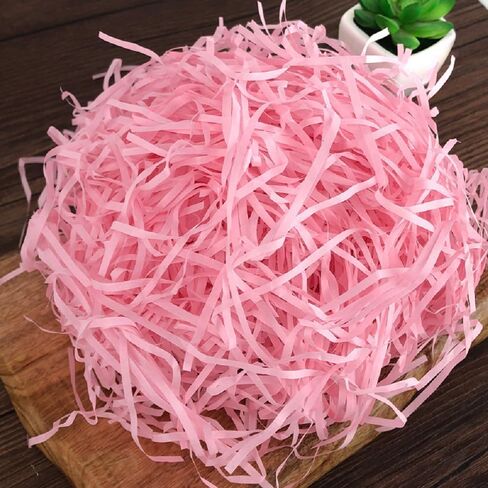 LKQBBSZ Easter Raffia Grass Pack Recyclable Paper Shred for Easter Basket Filler Creative Eggs Decor Filler Gift Wrapping (Pink) in Saudi Arabia