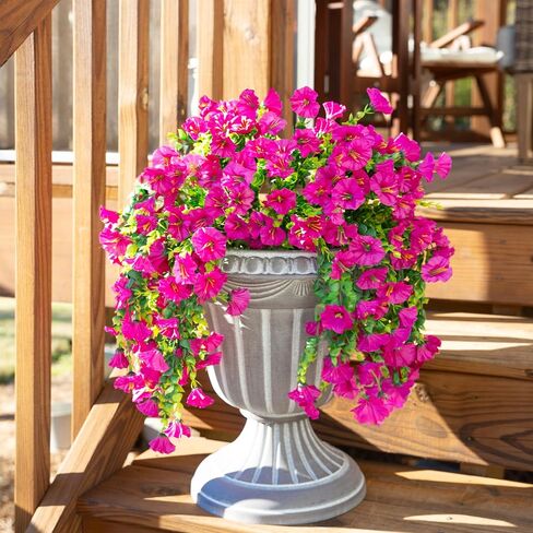 Ivydale 2 PCS Artificial Fall Fake Hanging Flowers Plants Outdoor,Silk Morning Glory Faux Flowers with Eucalyptus Leaves,UV Resistant Realistic Hanging Plant For Home Garden Decor (Orange(Brown Leaf)) in Saudi Arabia