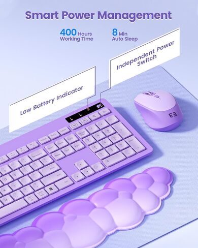لوحة مفاتيح وماوس لاسلكي من سيندا مع مسند معصم سحابي، لوحة مفاتيح لطيفة كاملة الحجم مع حامل هاتف، مستقبل USB A&Type C، اتصال لاسلكي لأجهزة Mac/Windows/PC، وردي فاقع in Kuwait