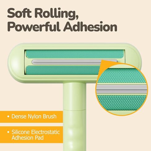 Reusable Pet Hair Remover - Lint Roller for Dog & Cat Fur - for Furniture, Carpet, Clothing - Detachable Handle (Green) in Saudi Arabia