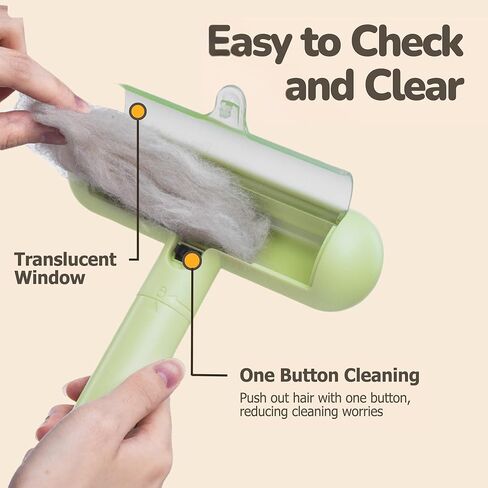 Reusable Pet Hair Remover - Lint Roller for Dog & Cat Fur - for Furniture, Carpet, Clothing - Detachable Handle (Green) in Saudi Arabia