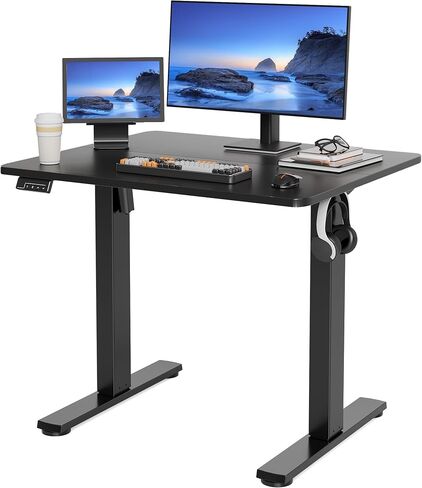 Electric Standing Desk Adjustable Height, 32x20 Inches Sit Stand up Desktop for Home Office, Ergonomic Rising Computer Table with Memory Preset, Black in Saudi Arabia