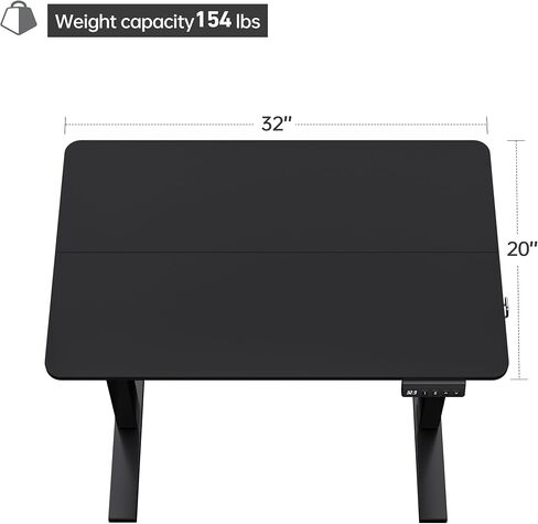 Electric Standing Desk Adjustable Height, 32x20 Inches Sit Stand up Desktop for Home Office, Ergonomic Rising Computer Table with Memory Preset, Black in Saudi Arabia