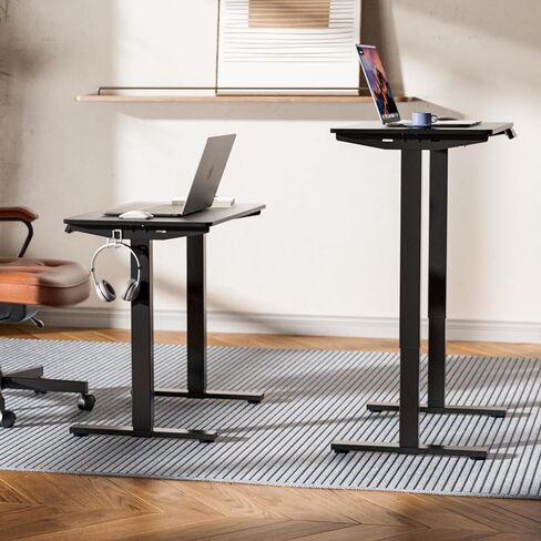 Electric Standing Desk Adjustable Height, 32x20 Inches Sit Stand up Desktop for Home Office, Ergonomic Rising Computer Table with Memory Preset, Black in Saudi Arabia