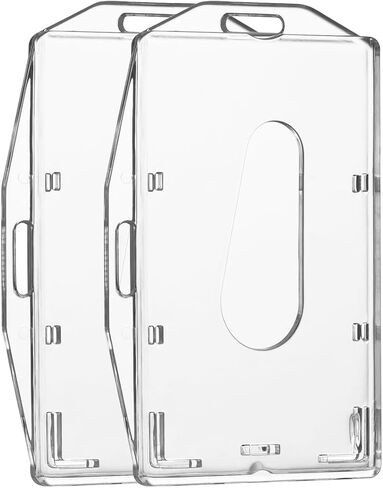 5 Pack Hard Plastic Badge Holder, Dual-Sided Horizontal and Vertical ID Card Holders with Thumb Slots, Clear ID Badge Holder for Office and School Identity Cards by FadyRaye in Saudi Arabia