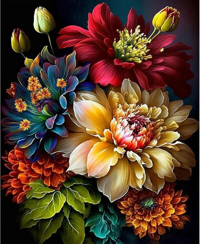 Eiazuiks Stamping Cross Stitch Kit, Flowers Counting Cross Stitch Kit for Adult Beginners, Full Line DIY Stitching Kit for Home Decor Cross Stitch Patterns 12x16 inches in Kuwait