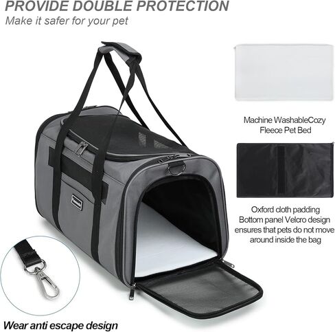 Cat Travel Carrier - Foldable Dog Carrier Bag, Soft-Sided Pet Bag up to 20 Lbs,Pet Carrier Soft-Sided Escape Proof with 4 Ventilated Windows, Airline Approved Travel Puppy Carrier (Blue) in Kuwait