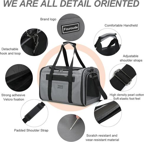 Cat Travel Carrier - Foldable Dog Carrier Bag, Soft-Sided Pet Bag up to 20 Lbs,Pet Carrier Soft-Sided Escape Proof with 4 Ventilated Windows, Airline Approved Travel Puppy Carrier (Blue) in Kuwait