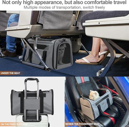 Cat Travel Carrier - Foldable Dog Carrier Bag, Soft-Sided Pet Bag up to 20 Lbs,Pet Carrier Soft-Sided Escape Proof with 4 Ventilated Windows, Airline Approved Travel Puppy Carrier (Blue) in Kuwait