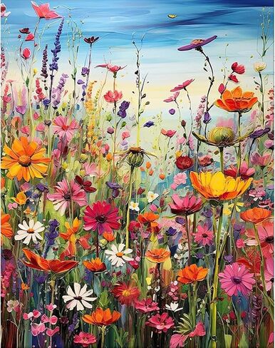 Eiazuiks Stamping Cross Stitch Kit, Flowers Counting Cross Stitch Kit for Adult Beginners, Full Line DIY Stitching Kit for Home Decor Cross Stitch Patterns 12x16 inches in Kuwait