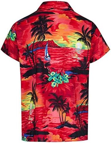 Tropical Hawaiian Shirt for Men with Pocket-Aloha Short Sleeve Loose Fit Caribbean Shirts - Floral Button Down Shirt in Saudi Arabia