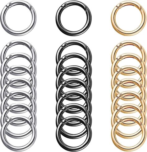 24 Pcs Mini Locking Carabiner Mini Carabiner Clip Keychain Rings Small Carabiner Key Chain Rings Bulk for Purses Paper Crafts Keyrings Buckle Bags DIY (Black+Silver+Gold-OD1.0 inches) in Saudi Arabia