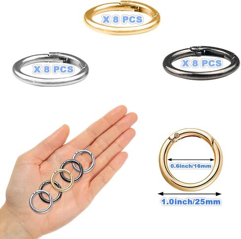 24 Pcs Mini Locking Carabiner Mini Carabiner Clip Keychain Rings Small Carabiner Key Chain Rings Bulk for Purses Paper Crafts Keyrings Buckle Bags DIY (Black+Silver+Gold-OD1.0 inches) in Saudi Arabia