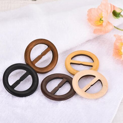 uxcell 4 pcs t-shirt مقاطع ، 75 ملم خشب الخشب حلقة مقطع الدائرة الدائرة مقطع مشبك ملابس الأزياء الزاوية الزاوية المعقدة لزخرفة ملابس الحرير للسيدات ، الخشب in Kuwait