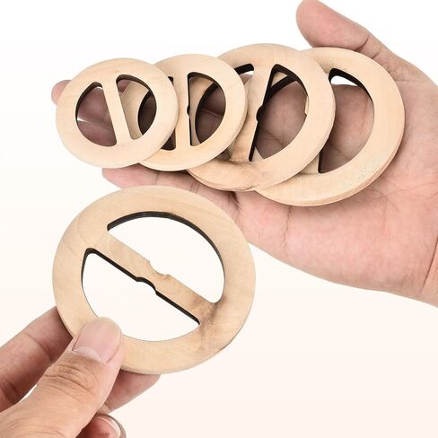 uxcell 4 pcs t-shirt مقاطع ، 75 ملم خشب الخشب حلقة مقطع الدائرة الدائرة مقطع مشبك ملابس الأزياء الزاوية الزاوية المعقدة لزخرفة ملابس الحرير للسيدات ، الخشب in Kuwait