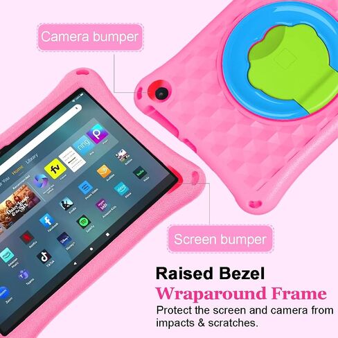 Fire HD 10 Case,Fire HD 10 Plus Tablet Case for Kids (13th/11th Generation, 2023/2021 Release), Rotating 360 Kickstand Lightweight Shockproof Handle Kids Case,(Incompatible with iPad Samsung). Blue in Saudi Arabia