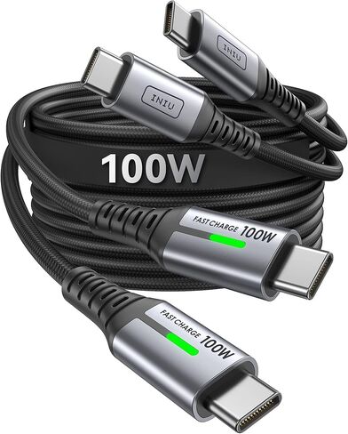 INIU USB C to USB C Cable, [6.6ft, Red] 2-Pack C Cable to C Cable for iPhone 15 Pro Max, Samsung Galaxy S22 S10 A9, MacBook Pro, iPad Air, and More in Kuwait