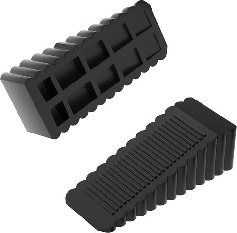 HOMOTEK 4 Pack Wedge Rubber Door Stops - Non-Slip Stoppers for Narrow Gaps 5-10mm, Stackable up to 15-45mm - Yellow Floor & Wall Protector for Door Bottom in Saudi Arabia