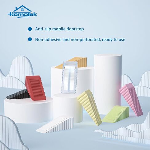 HOMOTEK 4 Pack Wedge Rubber Door Stops - Non-Slip Stoppers for Narrow Gaps 5-10mm, Stackable up to 15-45mm - Yellow Floor & Wall Protector for Door Bottom in Saudi Arabia