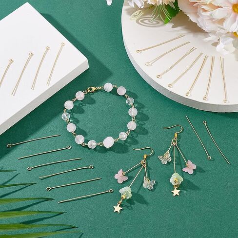 PH PandaHall 200 pcs 1.6 inch 304 Stainless Steel Head Pins Real 18K Gold Plated Bead Pins Jewelry Pins 21 Gauge Open Eye Pin for Earring Pendant Bracelet Necklace Jewelry DIY Craft Making in Saudi Arabia