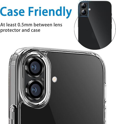 Designed for iPhone 16 and 16 Plus Camera Lens Protector, Bling Glitter Diamond Lens Cover 9H Tempered Glass Camera Cover Anti Scratch Shockproof Screen Protector in Kuwait