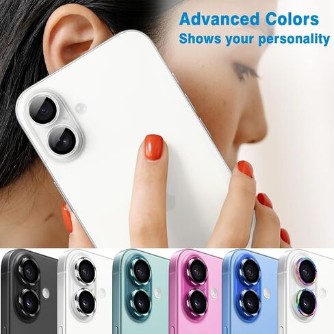 Designed for iPhone 16 and 16 Plus Camera Lens Protector, Bling Glitter Diamond Lens Cover 9H Tempered Glass Camera Cover Anti Scratch Shockproof Screen Protector in Kuwait