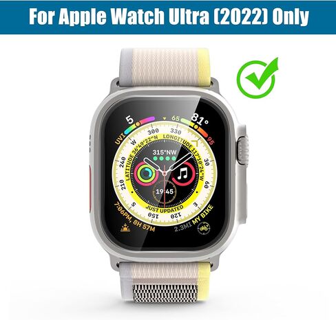 واقي شاشة AGVEE مكون من قطعتين لساعة Apple Watch Ultra 2nd 1st 49 مم، زجاج مقسى 9H مع غطاء إطار من سبائك الألومنيوم من التيتانيوم، فيلم iWatch الأصلي حساس للمس، برتقالي in Kuwait