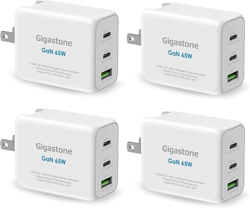 Gigastone [2-Pack] 65W USB C Charger, GaN III Tech, PPS, Multiple Port, Foldable Plug, Full Speed Charging for MacBook Air/Pro, Dell XPS, iPad, iPhone16/15, Galaxy S24/S23, Tablets, USB-C Laptops in Saudi Arabia