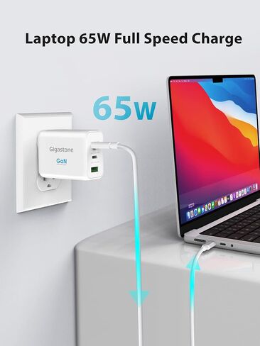 Gigastone [2-Pack] 65W USB C Charger, GaN III Tech, PPS, Multiple Port, Foldable Plug, Full Speed Charging for MacBook Air/Pro, Dell XPS, iPad, iPhone16/15, Galaxy S24/S23, Tablets, USB-C Laptops in Saudi Arabia