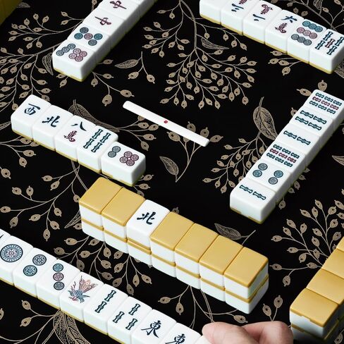 Mahjong Mat for Table - Durable Mahjong Table Cover with Unique Design, Premium Mahjong Accessories, Perfect Mahjong Gifts for Women, Game Mat for Mahjong and Board Game Enthusiasts (Noir Floral) in Kuwait