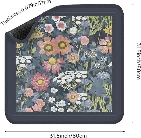 Mahjong Mat for Table - Durable Mahjong Table Cover with Unique Design, Premium Mahjong Accessories, Perfect Mahjong Gifts for Women, Game Mat for Mahjong and Board Game Enthusiasts (Noir Floral) in Kuwait