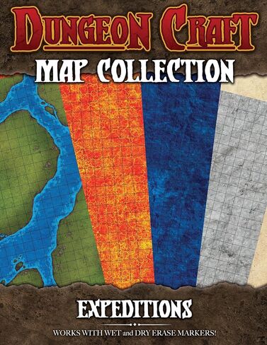 DUNGEON CRAFT Battlemaps Board Game, Battle Mat for Dungeons and Dragons, Double-Sided Gloss Laminated DND Mat, Wet and Dry Erase Board, Table Top Games (Ocean Pack, 24"x33"/1" Grid) in Saudi Arabia