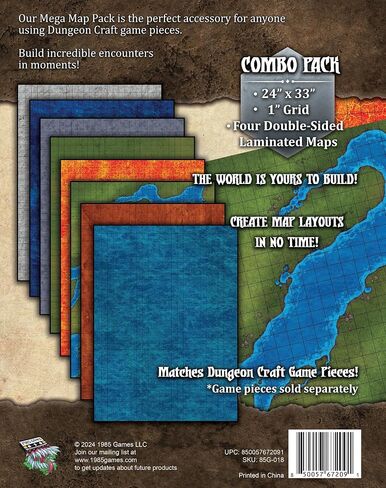 DUNGEON CRAFT Battlemaps Board Game, Battle Mat for Dungeons and Dragons, Double-Sided Gloss Laminated DND Mat, Wet and Dry Erase Board, Table Top Games (Ocean Pack, 24"x33"/1" Grid) in Saudi Arabia