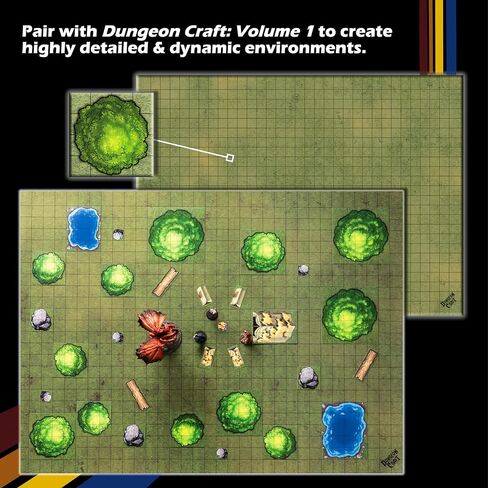 DUNGEON CRAFT Battlemaps Board Game, Battle Mat for Dungeons and Dragons, Double-Sided Gloss Laminated DND Mat, Wet and Dry Erase Board, Table Top Games (Ocean Pack, 24"x33"/1" Grid) in Saudi Arabia