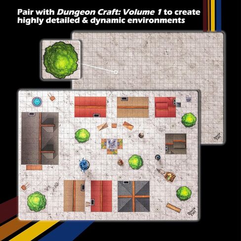 DUNGEON CRAFT Battlemaps Board Game, Battle Mat for Dungeons and Dragons, Double-Sided Gloss Laminated DND Mat, Wet and Dry Erase Board, Table Top Games (Ocean Pack, 24"x33"/1" Grid) in Saudi Arabia