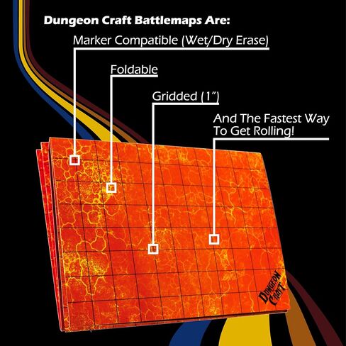 DUNGEON CRAFT Battlemaps Board Game, Battle Mat for Dungeons and Dragons, Double-Sided Gloss Laminated DND Mat, Wet and Dry Erase Board, Table Top Games (Ocean Pack, 24"x33"/1" Grid) in Saudi Arabia