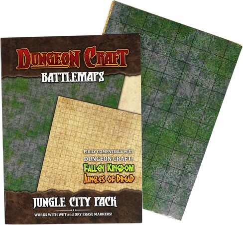 DUNGEON CRAFT Battlemaps Board Game, Battle Mat for Dungeons and Dragons, Double-Sided Gloss Laminated DND Mat, Wet and Dry Erase Board, Table Top Games (Ocean Pack, 24"x33"/1" Grid) in Kuwait