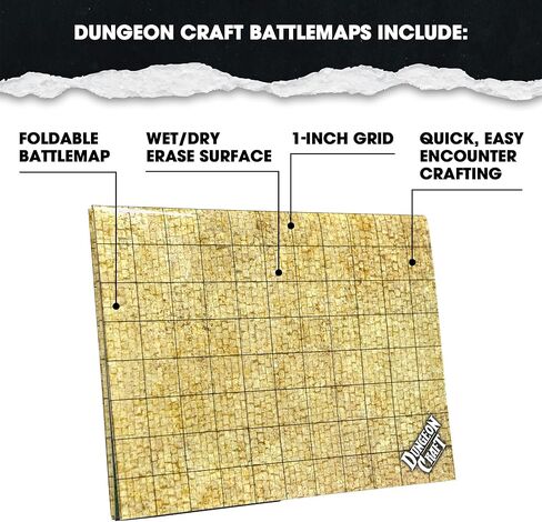 DUNGEON CRAFT Battlemaps Board Game, Battle Mat for Dungeons and Dragons, Double-Sided Gloss Laminated DND Mat, Wet and Dry Erase Board, Table Top Games (Ocean Pack, 24"x33"/1" Grid) in Kuwait