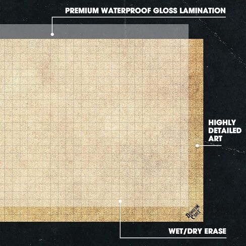 DUNGEON CRAFT Battlemaps Board Game, Battle Mat for Dungeons and Dragons, Double-Sided Gloss Laminated DND Mat, Wet and Dry Erase Board, Table Top Games (Ocean Pack, 24"x33"/1" Grid) in Kuwait