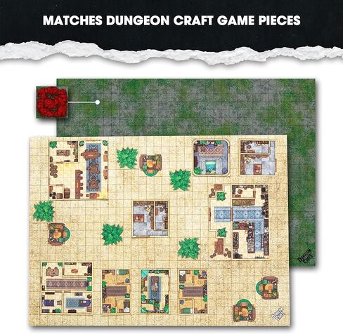 DUNGEON CRAFT Battlemaps Board Game, Battle Mat for Dungeons and Dragons, Double-Sided Gloss Laminated DND Mat, Wet and Dry Erase Board, Table Top Games (Ocean Pack, 24"x33"/1" Grid) in Kuwait