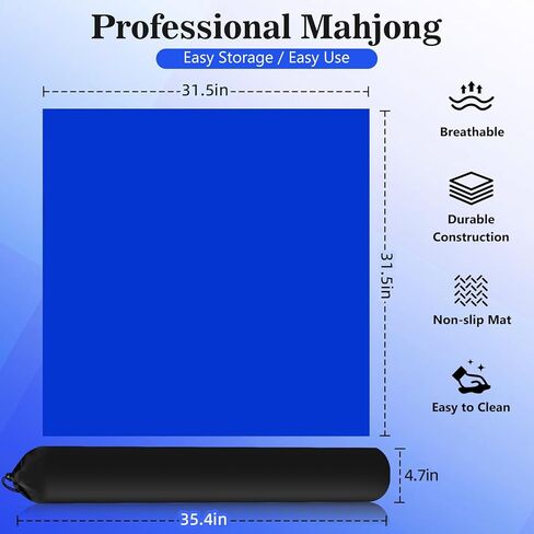 Large Mahjong Mat with Rolled Packaging & No Creases, Anti Slip and Noise Reduction 31.5 * 31.5 Inch Mahjong Mat for Table, Poker, Dominoes and Other Board Game Mat in Kuwait