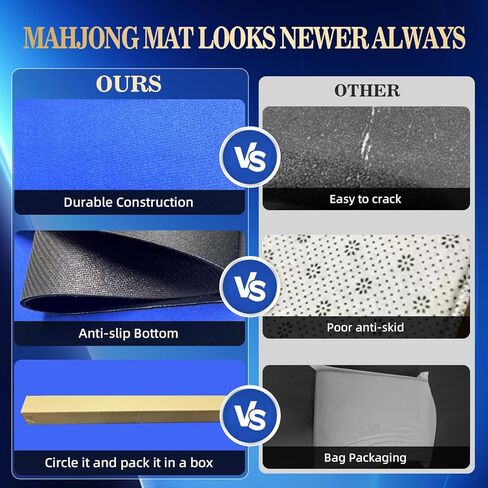 Large Mahjong Mat with Rolled Packaging & No Creases, Anti Slip and Noise Reduction 31.5 * 31.5 Inch Mahjong Mat for Table, Poker, Dominoes and Other Board Game Mat in Kuwait