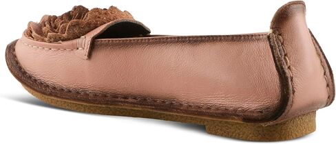 Spring Step L'Artiste Dezi Leather Shoes for Women | Comfortable Slip-On Shoes with Soft Leather Flower | Ladies Casual Flats for Work | Hand-painted leather ballet flat with dimensional flower accent, padded comfort and flexible rubber outsole in Saudi Arabia