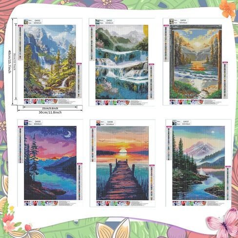 EWJRNSF 6 Pack 5D Diamond Painting Kits for Adults, Landscape Diamond Arts Kits Diamond Art Sets,Gem Painting by Number Kits for Adults Beginners Home Wall Decor 11.8x15.7 Inches in Kuwait