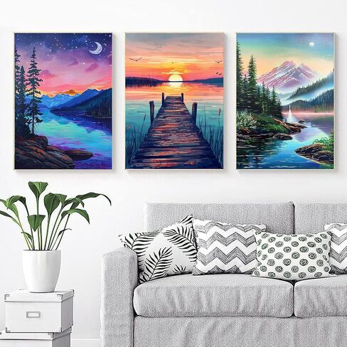 EWJRNSF 6 Pack 5D Diamond Painting Kits for Adults, Landscape Diamond Arts Kits Diamond Art Sets,Gem Painting by Number Kits for Adults Beginners Home Wall Decor 11.8x15.7 Inches in Kuwait
