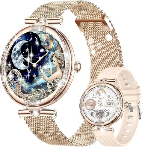 Smart Watch for Women with Diamonds (Answer/Make Call),1.3''Full Touch Screen Smartwatch for Android Phones,Fitness Tracker with Heart Rate/Blood Oxygen/Sleep Monitor in Saudi Arabia