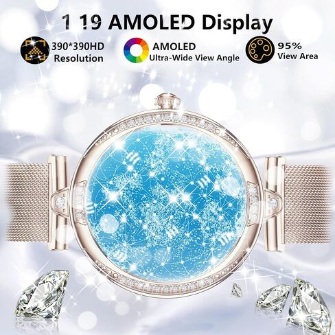 Smart Watch for Women with Diamonds (Answer/Make Call),1.3''Full Touch Screen Smartwatch for Android Phones,Fitness Tracker with Heart Rate/Blood Oxygen/Sleep Monitor in Saudi Arabia