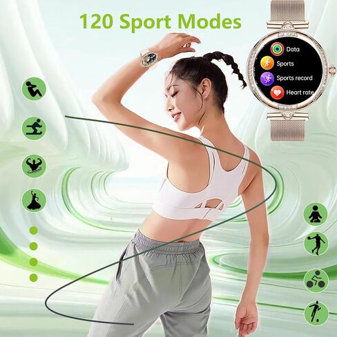 Smart Watch for Women with Diamonds (Answer/Make Call),1.3''Full Touch Screen Smartwatch for Android Phones,Fitness Tracker with Heart Rate/Blood Oxygen/Sleep Monitor in Saudi Arabia