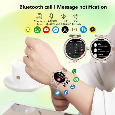 Smart Watch for Women with Diamonds (Answer/Make Call),1.3''Full Touch Screen Smartwatch for Android Phones,Fitness Tracker with Heart Rate/Blood Oxygen/Sleep Monitor in Saudi Arabia